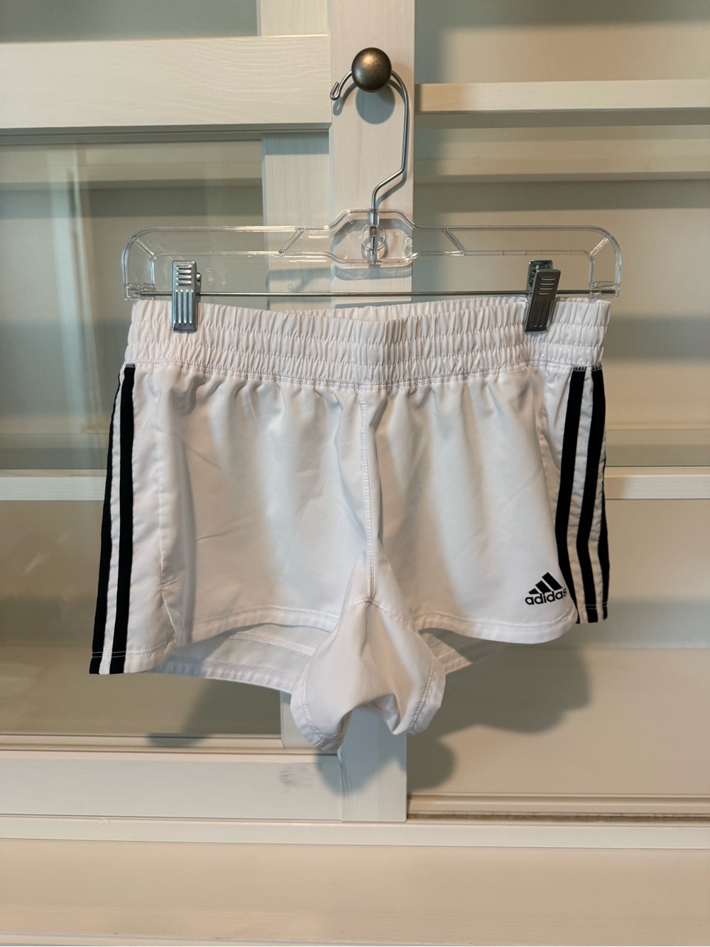 adidas White Active Shorts with Black Stripes